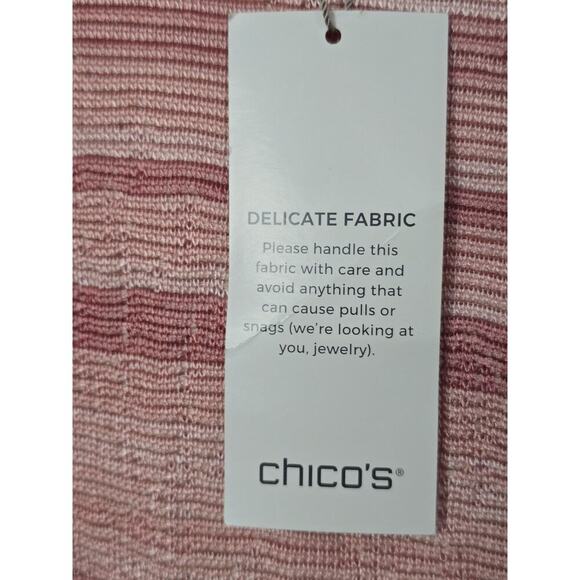 Chico’s Shades Of Pink Stripe Floral Embroidered Striped Jacquard Cardigan Small - Picture 5 of 8